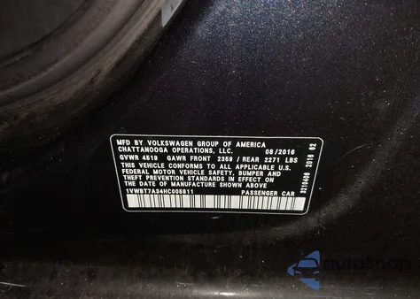 2017 Volkswagen Passat 1.8T Se from USA, damaged, VIN 1VWBT7A34HC005811